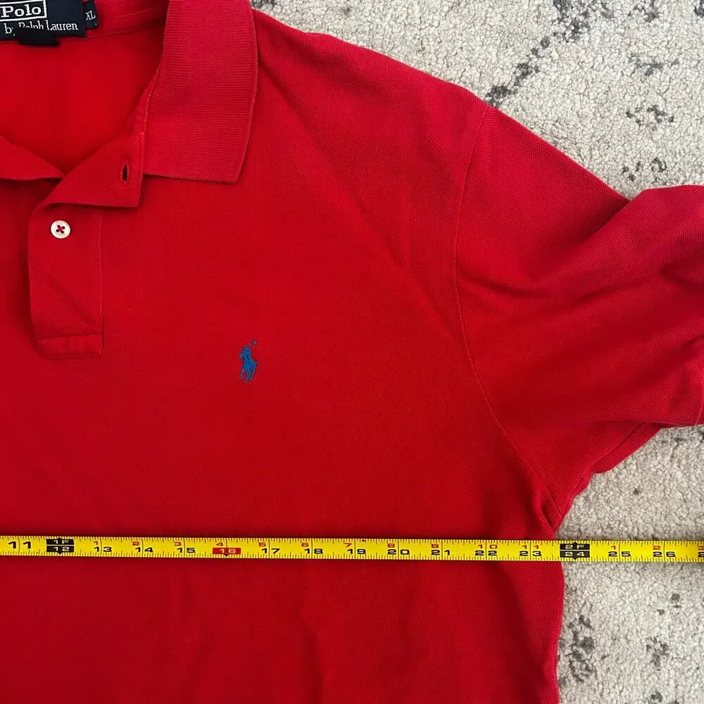Polo Ralph Lauren Red polo shirt Old Color fade Retro classic style Preppy Y2K - Picture 6 of 9